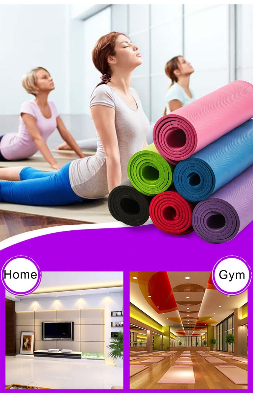 Yoga/Pilates Mat 72 Inch x 10 mm NBR